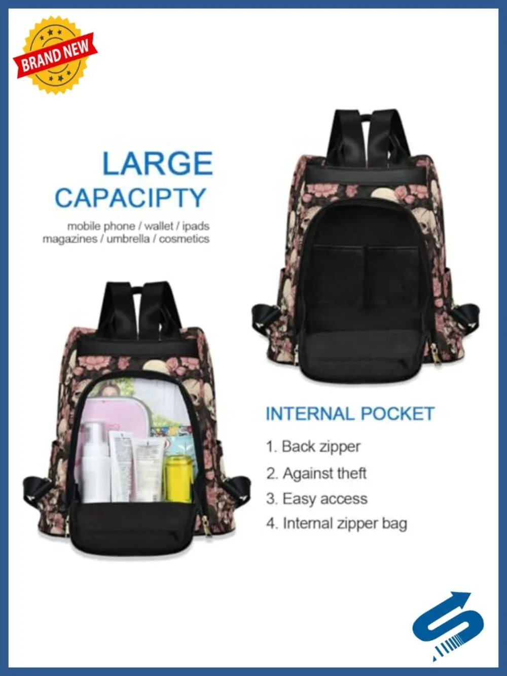 Anti Theft Backpack Purse with Cute Plush Ball Fashion Travel Daypack